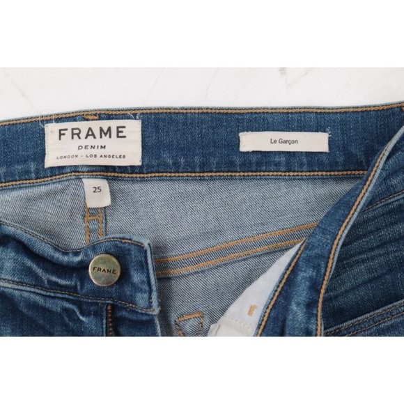 Frame Denim Jeans Womens 25 Le Garcon Skinny Low Rise Distressed Blue Jay Way - Picture 6 of 10